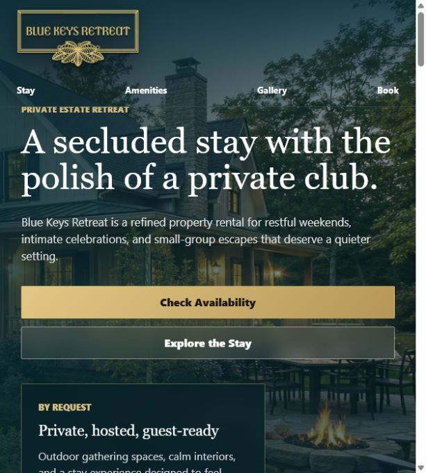 Blue Keys Retreat website preview